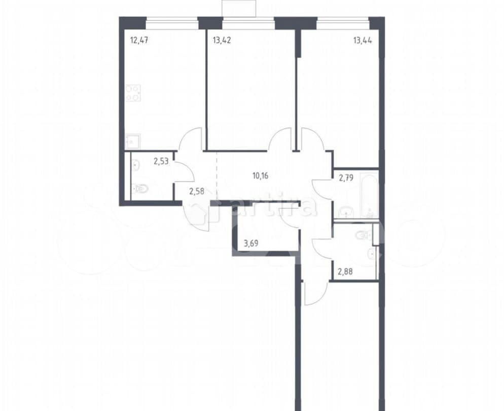 3-комн. квартира, 78.4 м2, 14/16 эт. Москва - изображение 1