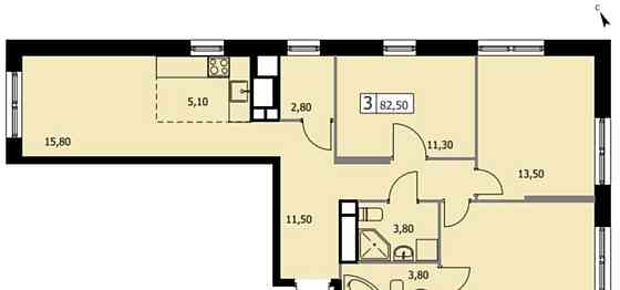 3-комн. квартира, 82.5 м2, 17/19 эт. Москва