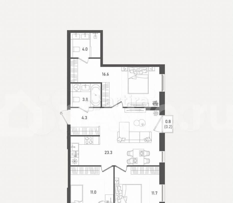 3-комн. квартира, 74.9 м2, 5/33 эт. Москва - изображение 1