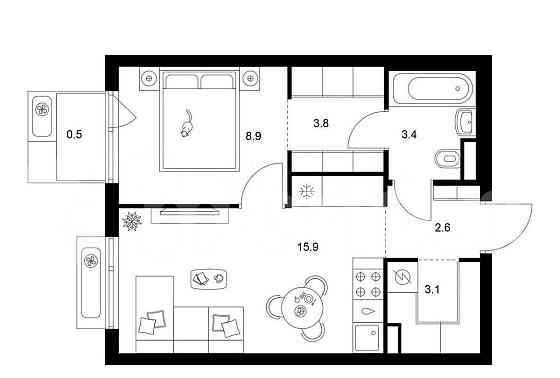 1-комн. квартира, 38.2 м2, 7/19 эт. Москва