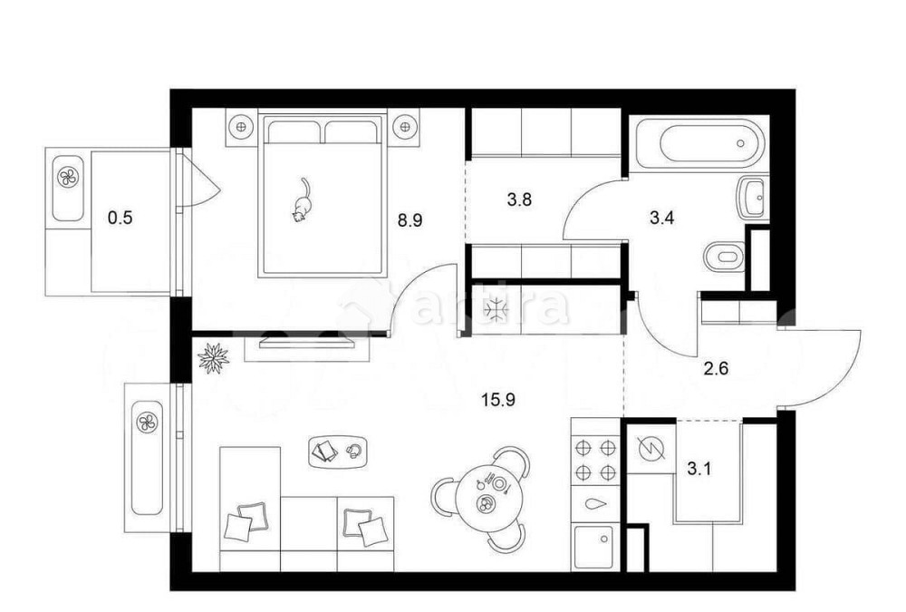 1-комн. квартира, 38.2 м2, 7/19 эт. Москва - изображение 1