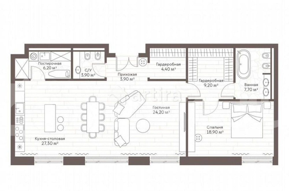 1-комн. пентхаус, 105.9 м2, 5/7 эт. Москва - изображение 5