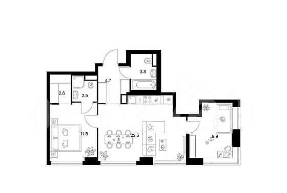 2-комн. квартира, 57.8 м2, 25/32 эт. Москва