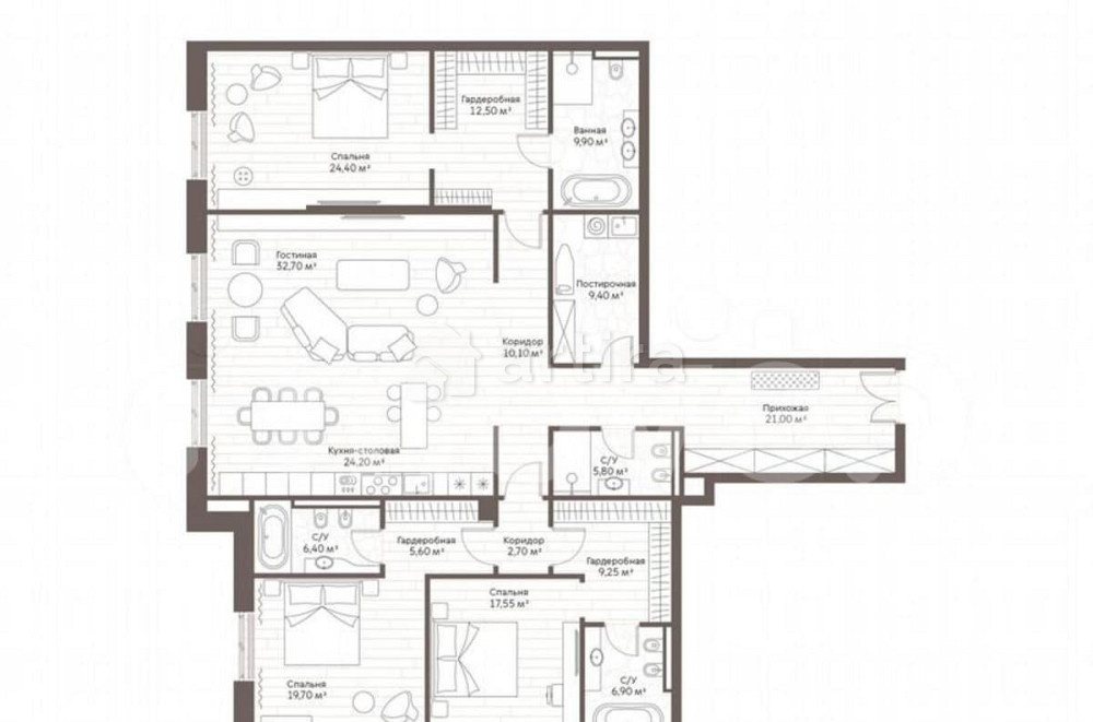 3-комн. пентхаус, 217.7 м2, 2/7 эт. Москва - изображение 3