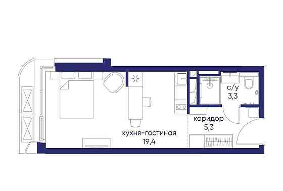 Студия, 28.02 м2, 9/19 эт. Москва