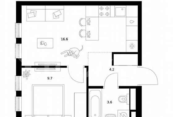 1-комн. квартира, 34.1 м2, 5/14 эт. Москва