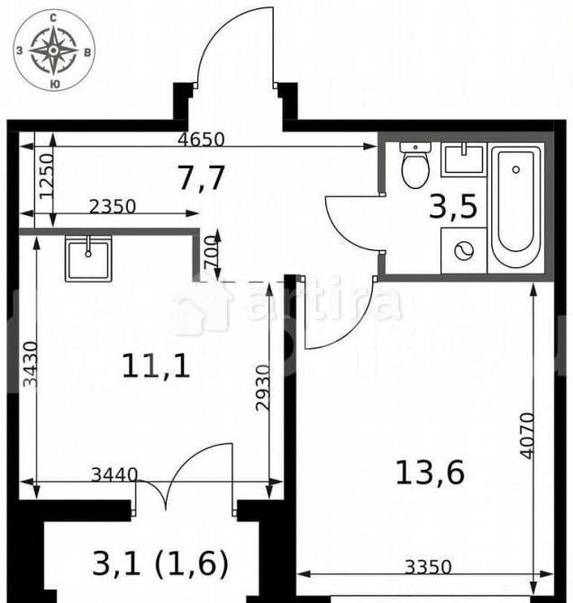 1-комн. квартира, 37.5 м2, 3/24 эт. Москва - изображение 1
