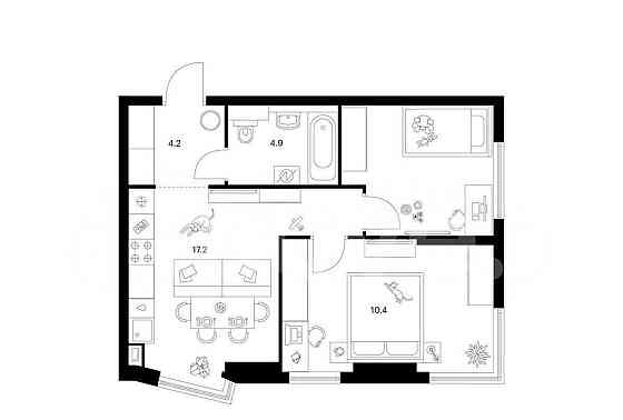 2-комн. квартира, 51.9 м2, 19/32 эт. Москва
