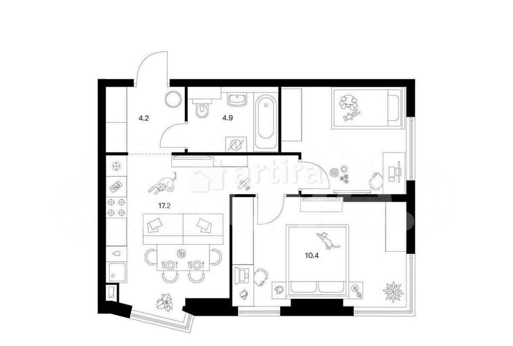 2-комн. квартира, 51.9 м2, 19/32 эт. Москва - изображение 1