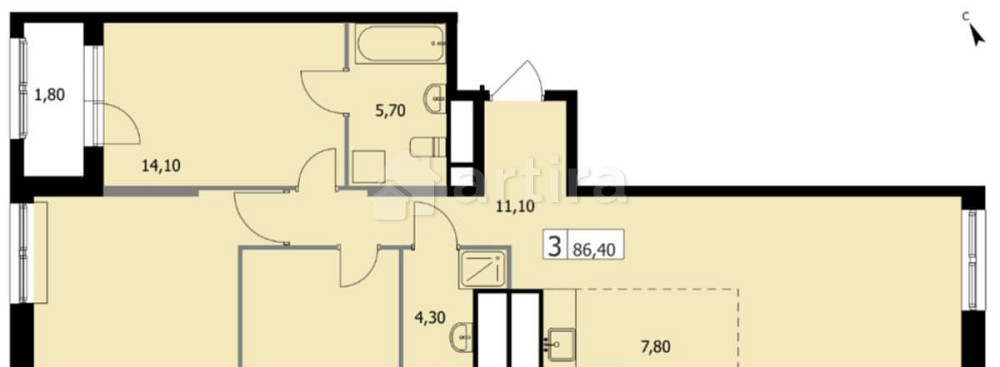 3-комн. квартира, 86.4 м2, 16/19 эт. Москва - изображение 8