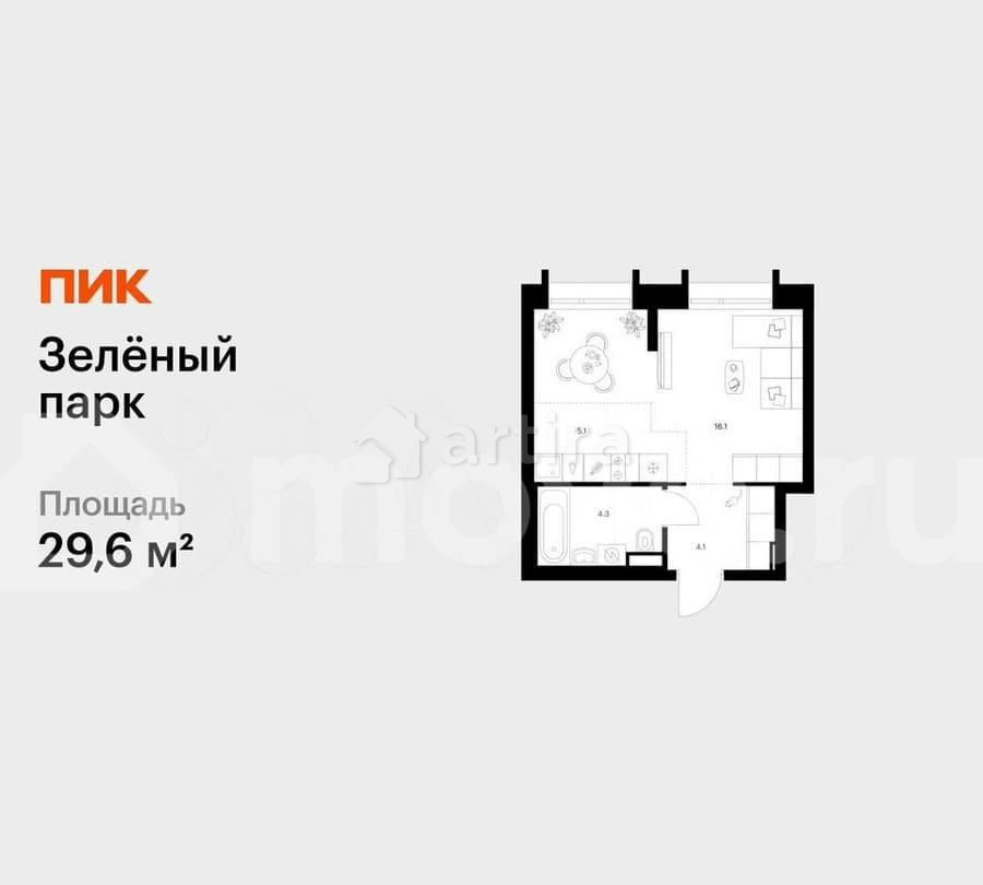 Студия, 29.6 м2, 18/28 эт. Зеленоград - изображение 1