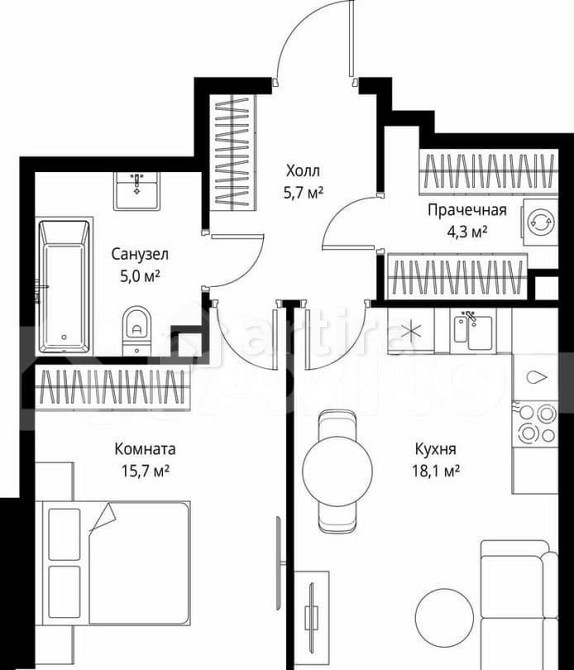 1-комн. квартира, 48.8 м2, 48/90 эт. Москва - изображение 4