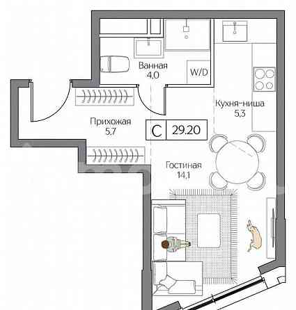 Студия, 29.2 м2, 8/26 эт. Москва