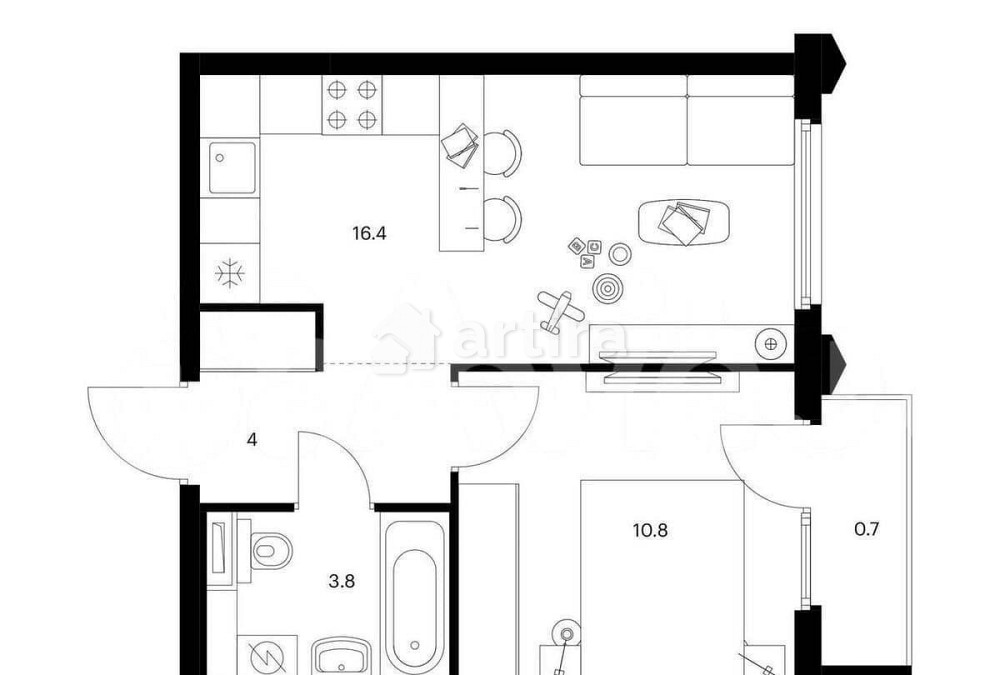1-комн. квартира, 35.7 м2, 6/32 эт. Москва - изображение 1