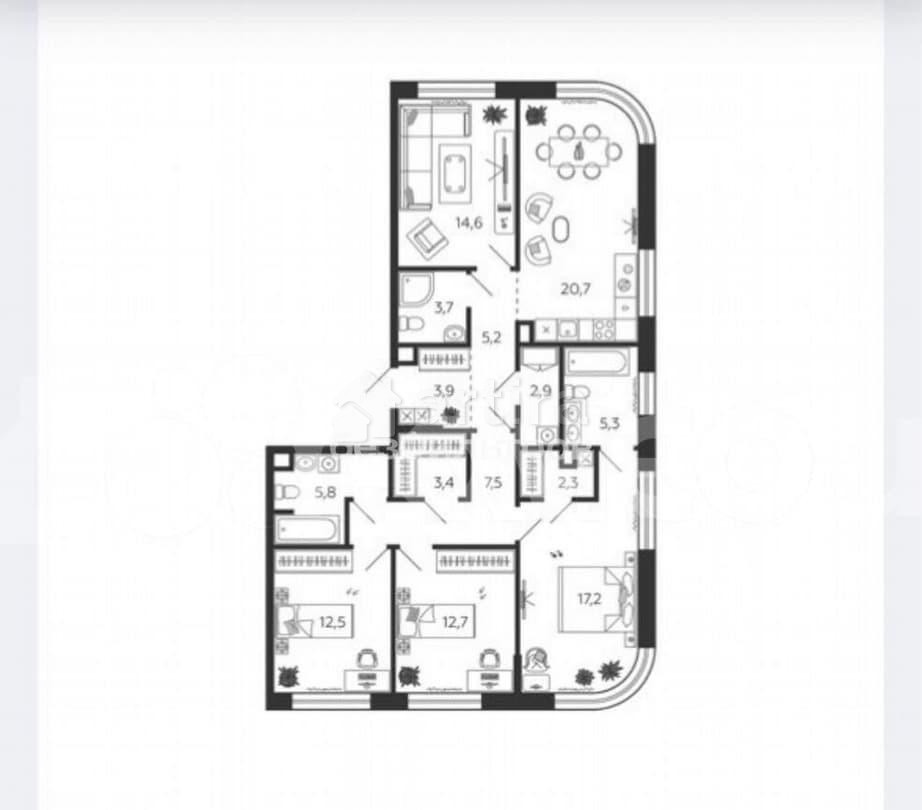 4-комн. квартира, 119 м2, 2/25 эт. Москва - изображение 5