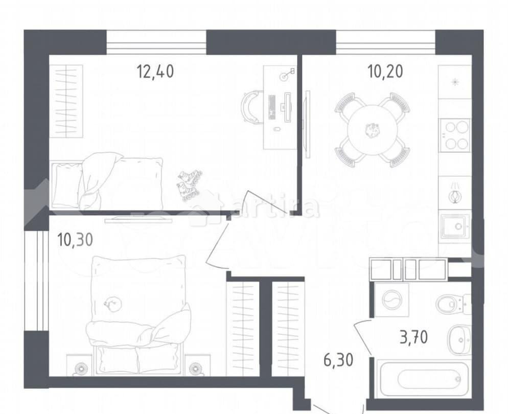 2-комн. квартира, 42.9 м2, 9/16 эт. Москва - изображение 1