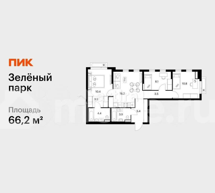 3-комн. квартира, 66.2 м2, 3/21 эт. Зеленоград - изображение 1