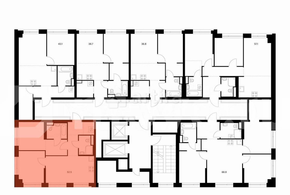 2-комн. квартира, 52.5 м2, 4/19 эт. Москва - изображение 3
