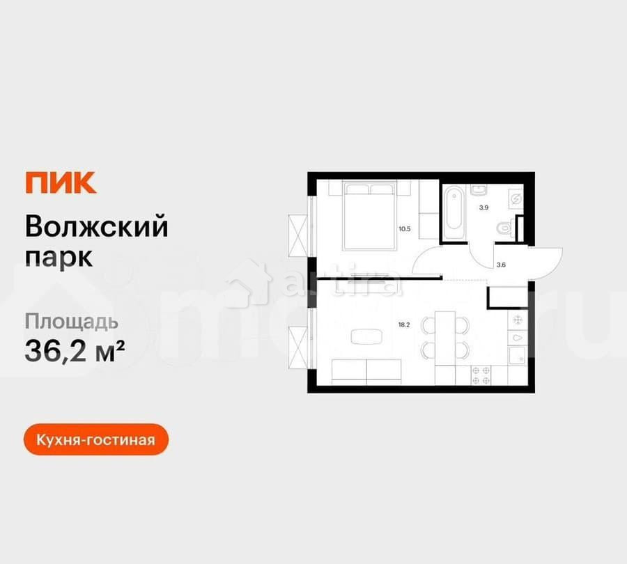 1-комн. квартира, 36.2 м2, 4/9 эт. Москва - изображение 1