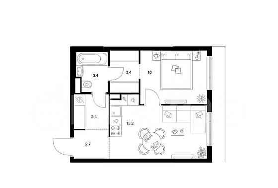1-комн. квартира, 38.1 м2, 5/24 эт. Москва