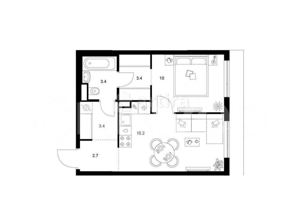 1-комн. квартира, 38.1 м2, 5/24 эт. Москва - изображение 1