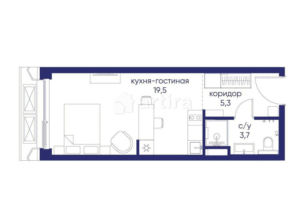Студия, 28.52 м2, 2/19 эт. Москва - изображение 17