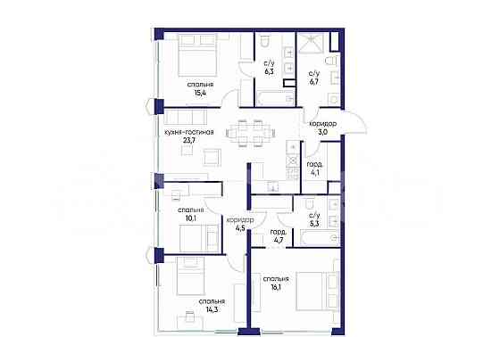 4-комн. квартира, 114.2 м2, 2/24 эт. Москва