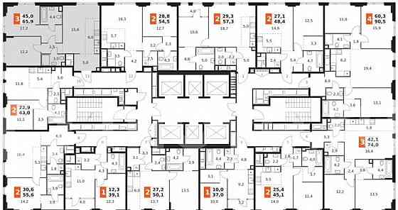 3-комн. квартира, 65.9 м2, 31/42 эт. Москва