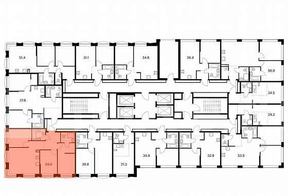 3-комн. квартира, 69.9 м2, 24/32 эт. Москва