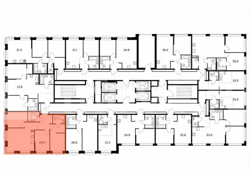 3-комн. квартира, 69.9 м2, 24/32 эт. Москва - изображение 1