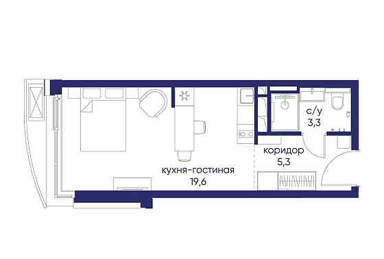 Студия, 28.22 м2, 4/12 эт. Москва