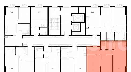 2-комн. квартира, 57.5 м2, 3/16 эт. Москва