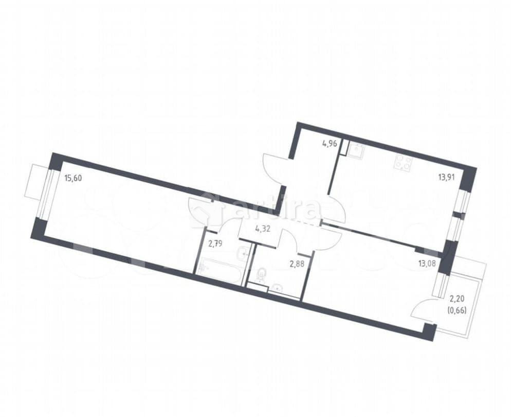 2-комн. квартира, 58.2 м2, 3/16 эт. Москва - изображение 1