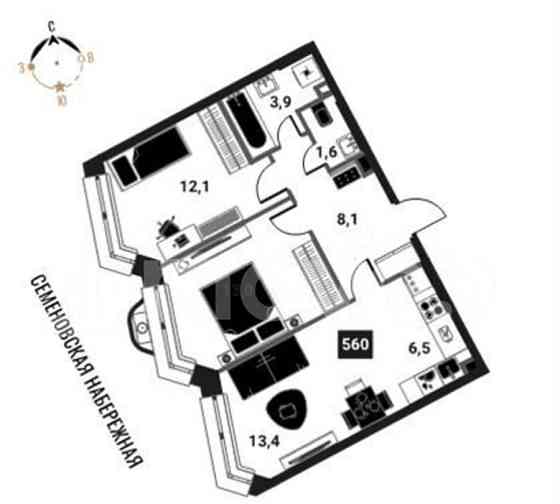 3-комн. квартира, 58.6 м2, 2/28 эт. Москва