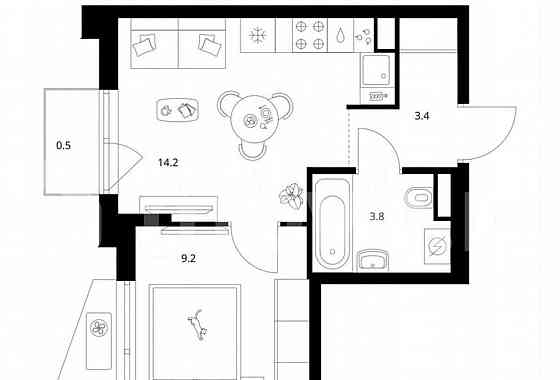 Студия, 31.1 м2, 9/18 эт. Москва