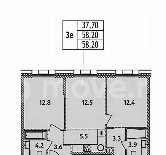 3-комн. квартира, 58.2 м2, 3/24 эт. Москва