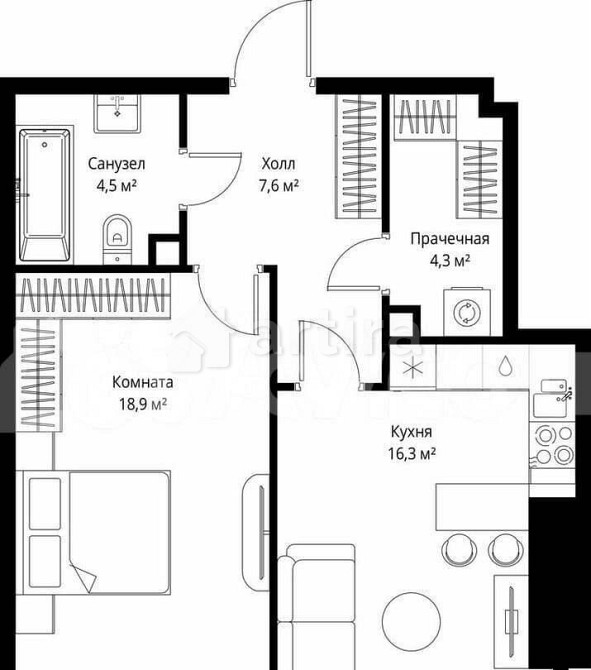 1-комн. квартира, 51.6 м2, 43/90 эт. Москва - изображение 3