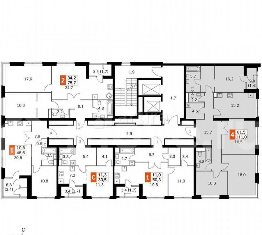 4-комн. квартира, 109.9 м2, 7/43 эт. Москва - изображение 5