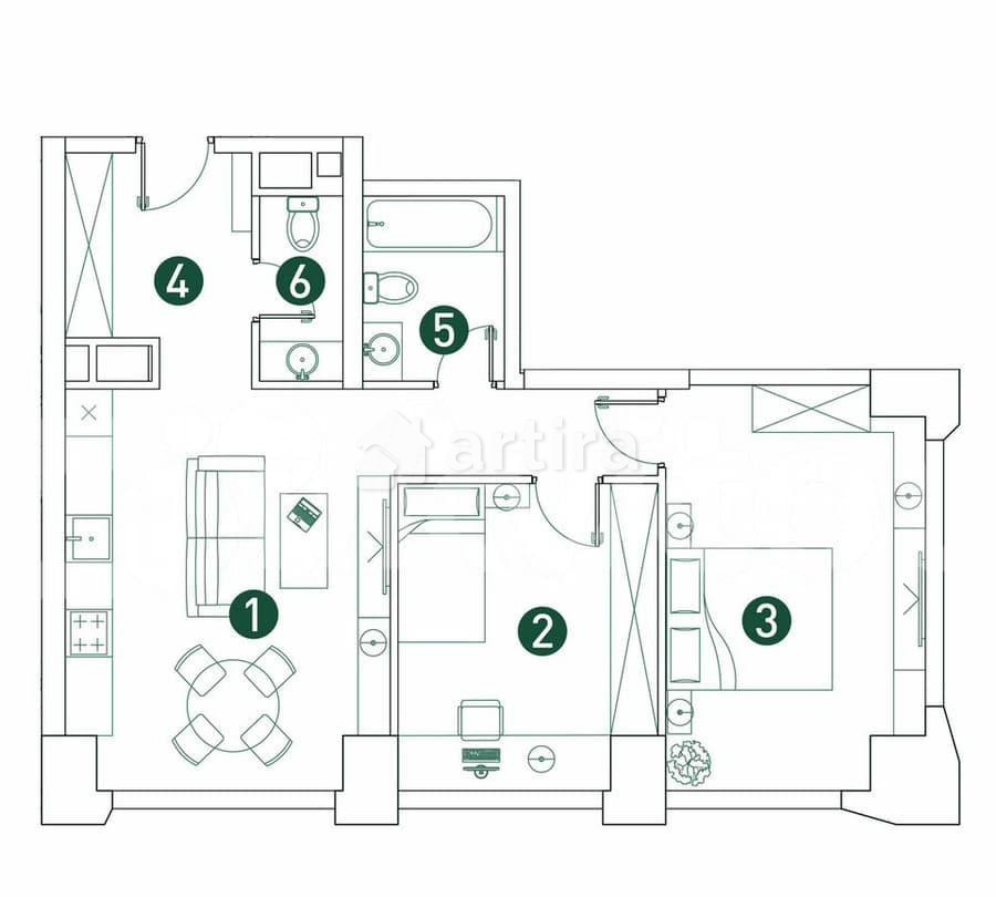 3-комн. квартира, 66.2 м2, 6/29 эт. Москва - изображение 3