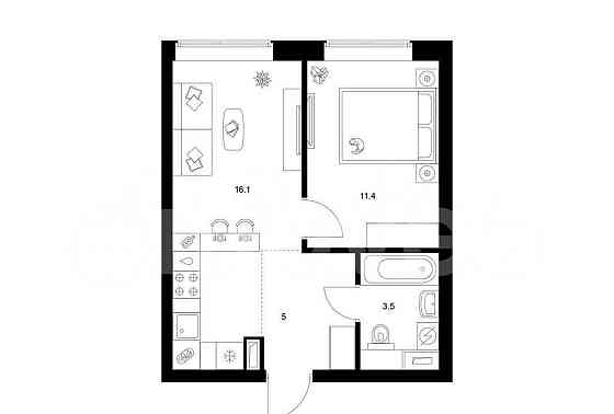 1-комн. квартира, 36 м2, 36/62 эт. Москва