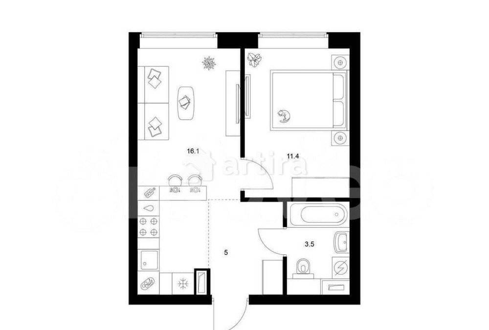 1-комн. квартира, 36 м2, 36/62 эт. Москва - изображение 1