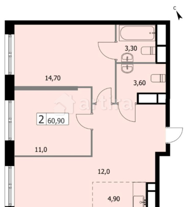 2-комн. квартира, 60.9 м2, 14/19 эт. Москва - изображение 5
