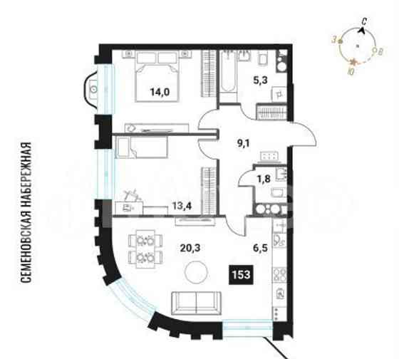 3-комн. квартира, 70.4 м2, 15/28 эт. Москва