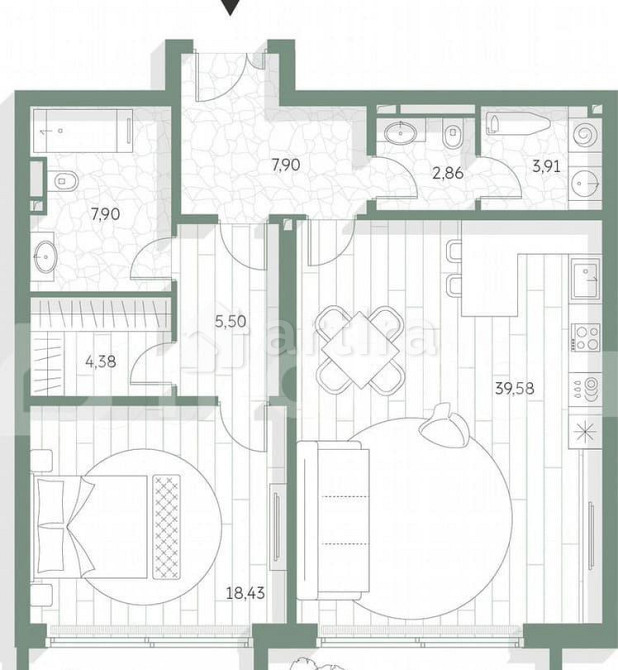 1-комн. квартира, 96.6 м2, 3/7 эт. Москва - изображение 6