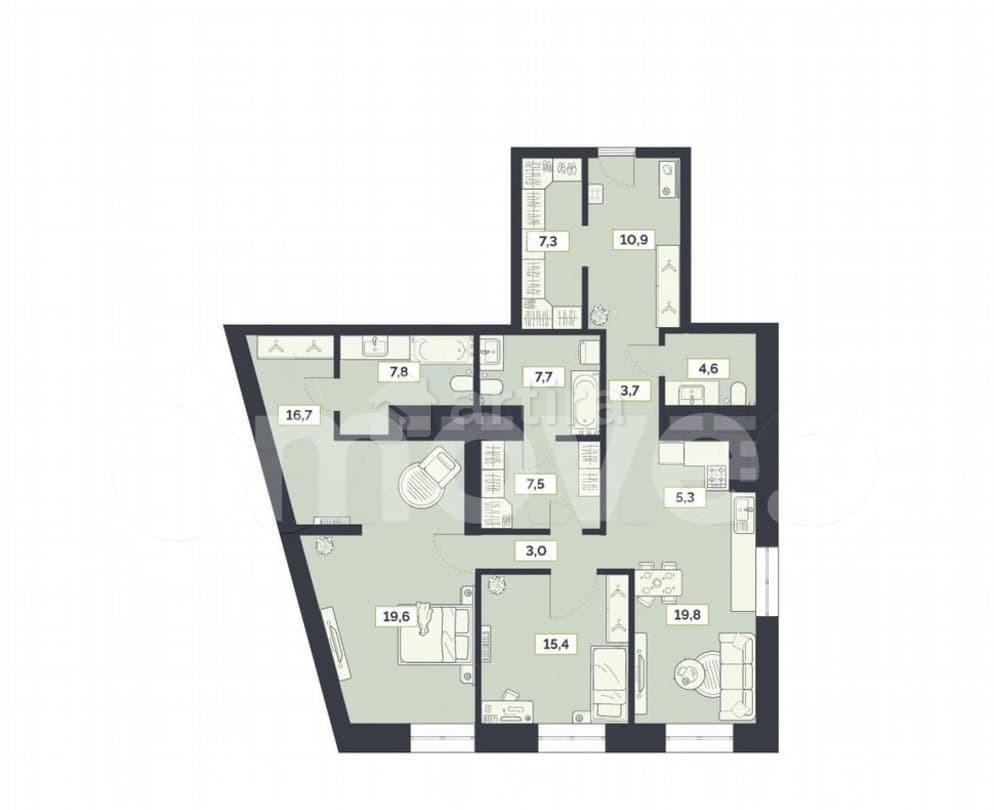 3-комн. квартира, 129.3 м2, 9/27 эт. Москва - изображение 1