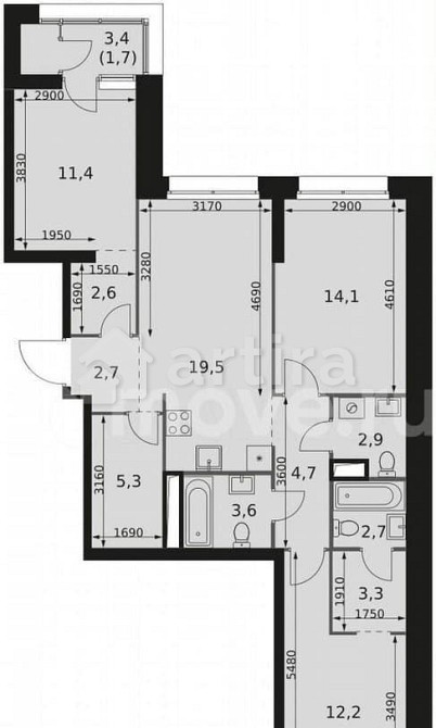3-комн. квартира, 86.7 м2, 40/44 эт. Москва - изображение 3
