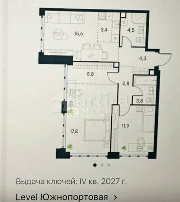 3-комн. квартира, 70 м2, 14/69 эт. Москва - изображение 1