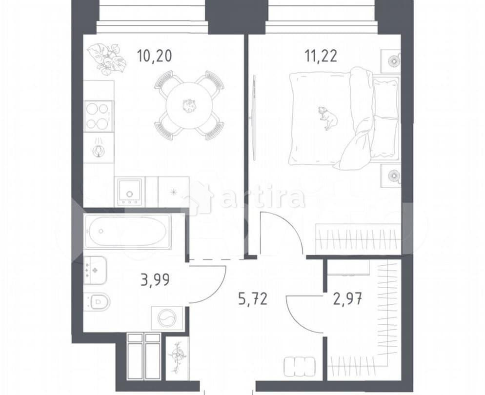 1-комн. апарт-ы, 34.1 м2, 14/23 эт. Москва - изображение 4