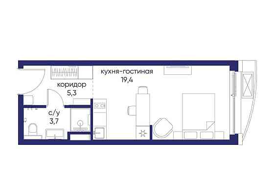 Студия, 28.42 м2, 2/19 эт. Москва