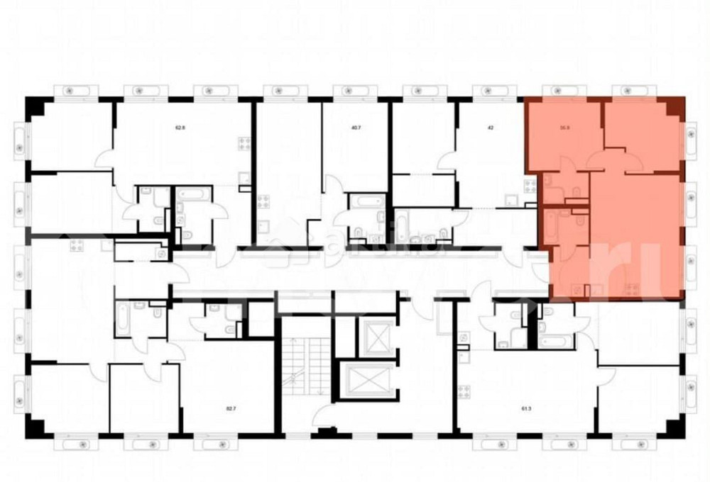 2-комн. квартира, 56.5 м2, 19/22 эт. Москва - изображение 3